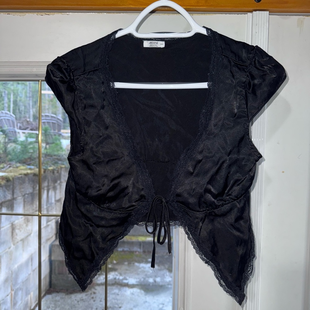 Black Lace Trim Vest